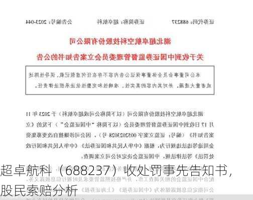 超卓航科（688237）收处罚事先告知书，股民索赔分析