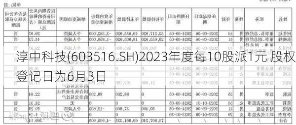 淳中科技(603516.SH)2023年度每10股派1元 股权登记日为6月3日