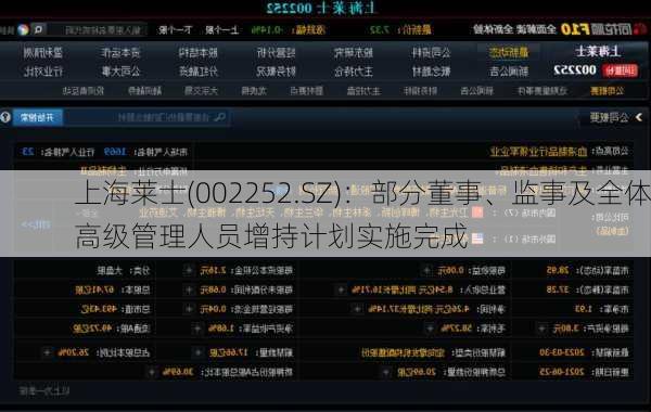 上海莱士(002252.SZ)：部分董事、监事及全体高级管理人员增持计划实施完成
