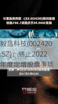 毅昌科技(002420.SZ)：终止2022年度定增股票事项