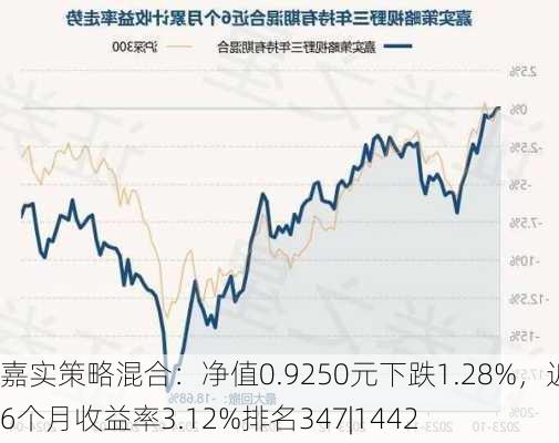 嘉实策略混合：净值0.9250元下跌1.28%，近6个月收益率3.12%排名347|1442