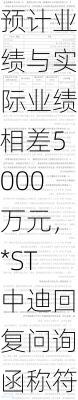 预计业绩与实际业绩相差5000万元，*ST中迪回复问询函称符合会计准则