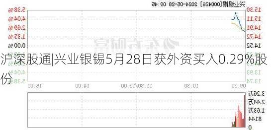 沪深股通|兴业银锡5月28日获外资买入0.29%股份