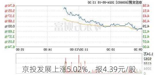 京投发展上涨5.02%，报4.39元/股