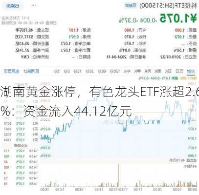 湖南黄金涨停，有色龙头ETF涨超2.6%：资金流入44.12亿元