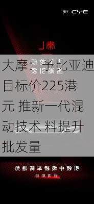 大摩：予比亚迪目标价225港元 推新一代混动技术 料提升批发量