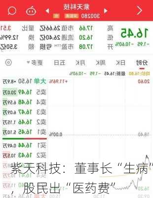 紫天科技：董事长“生病”，股民出“医药费”
