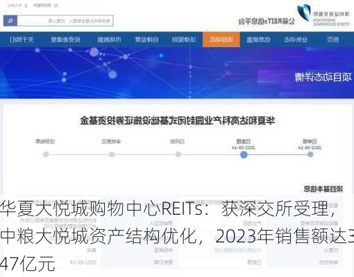 华夏大悦城购物中心REITs：获深交所受理，中粮大悦城资产结构优化，2023年销售额达347亿元