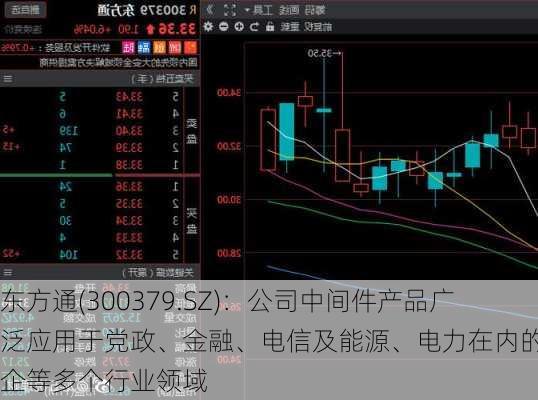 东方通(300379.SZ)：公司中间件产品广泛应用于党政、金融、电信及能源、电力在内的央国企等多个行业领域