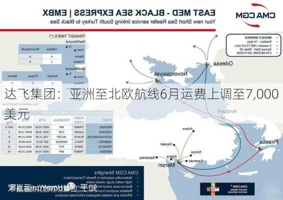 达飞集团：亚洲至北欧航线6月运费上调至7,000美元