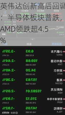 英伟达创新高后回调：半导体板块普跌，AMD领跌超4.5%