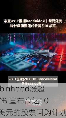 Robinhood涨超1.7% 宣布高达10亿美元的股票回购计划