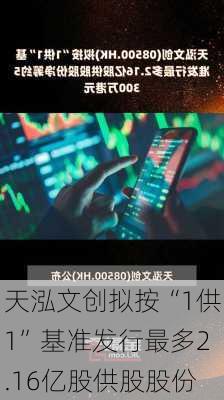 天泓文创拟按“1供1”基准发行最多2.16亿股供股股份