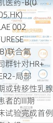 来凯医药-B(02105.HK)：LAE 002(AFURESERTIB)联合氟维司群针对HR+/HER2-局部晚期或转移性乳腺癌患者的III期临床试验完成首例患者入组