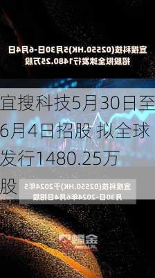 宜搜科技5月30日至6月4日招股 拟全球发行1480.25万股