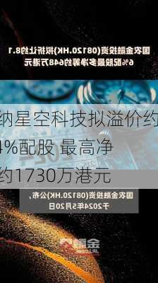 海纳星空科技拟溢价约6.4%配股 最高净筹约1730万港元