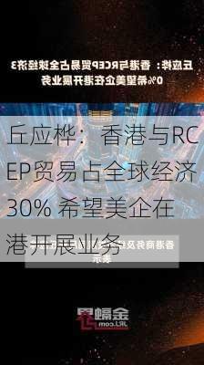 丘应桦：香港与RCEP贸易占全球经济30% 希望美企在港开展业务