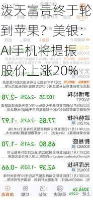 泼天富贵终于轮到苹果？美银：AI手机将提振股价上涨20%