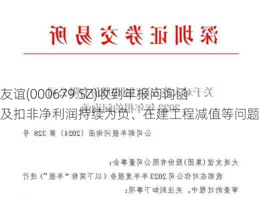 大连友谊(000679.SZ)收到年报问询函，涉及扣非净利润持续为负、在建工程减值等问题