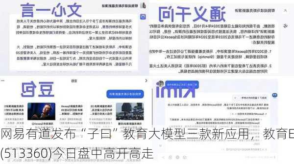 网易有道发布“子曰”教育大模型三款新应用，教育ETF(513360)今日盘中高开高走