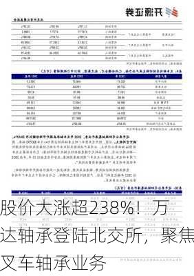 股价大涨超238%！万达轴承登陆北交所，聚焦叉车轴承业务