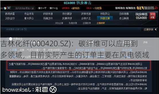 吉林化纤(000420.SZ)：碳纤维可以应用到多领域，目前实际产生的订单主要在风电领域