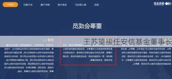 王苏望接任安信基金董事长