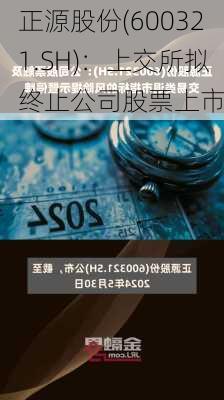 正源股份(600321.SH)：上交所拟终止公司股票上市