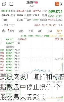 美股突发！道指和标普指数盘中停止报价 个股交易未受影响