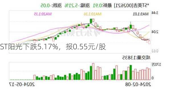 ST阳光下跌5.17%，报0.55元/股