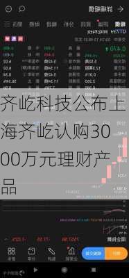 齐屹科技公布上海齐屹认购3000万元理财产品