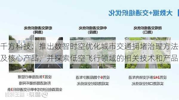 千方科技：推出数智时空优化城市交通拥堵治理方法及核心产品，并探索低空飞行领域的相关技术和产品