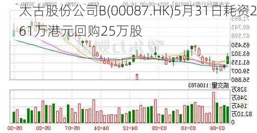 太古股份公司B(00087.HK)5月31日耗资261万港元回购25万股