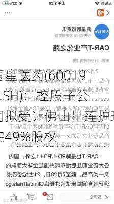 复星医药(600196.SH)：控股子公司拟受让佛山星莲护理院49%股权