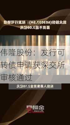 伟隆股份：发行可转债申请获深交所审核通过