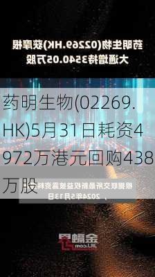 药明生物(02269.HK)5月31日耗资4972万港元回购438万股