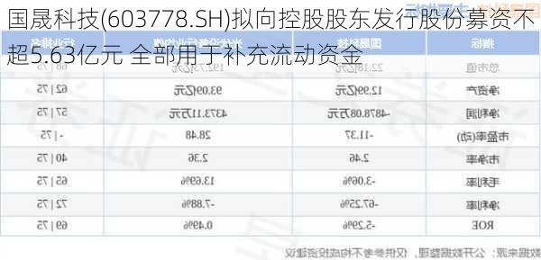 国晟科技(603778.SH)拟向控股股东发行股份募资不超5.63亿元 全部用于补充流动资金