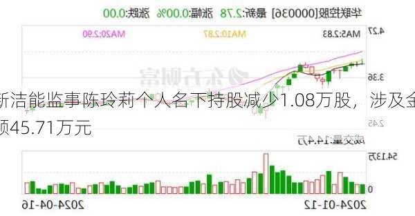 新洁能监事陈玲莉个人名下持股减少1.08万股，涉及金额45.71万元