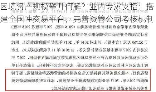 困境资产规模攀升何解？业内专家支招：搭建全国性交易平台，完善资管公司考核机制