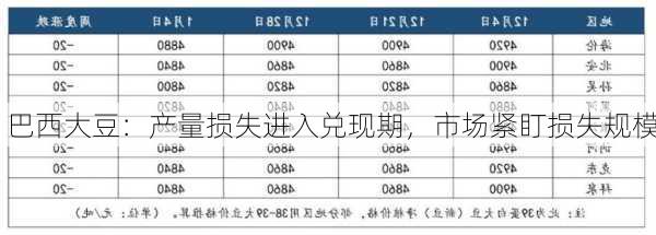 巴西大豆：产量损失进入兑现期，市场紧盯损失规模