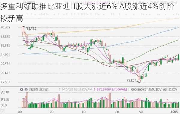 多重利好助推比亚迪H股大涨近6% A股涨近4%创阶段新高