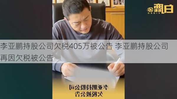 李亚鹏持股公司欠税405万被公告 李亚鹏持股公司再因欠税被公告