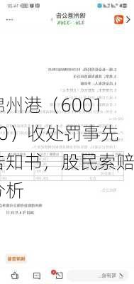 锦州港（600190）收处罚事先告知书，股民索赔分析