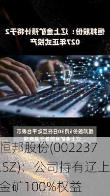 恒邦股份(002237.SZ)：公司持有辽上金矿100%权益