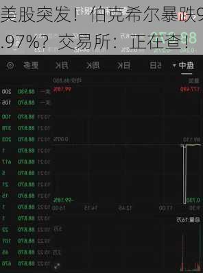 美股突发！伯克希尔暴跌99.97%？交易所：正在查！