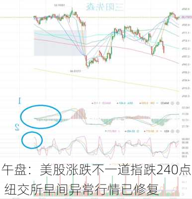 午盘：美股涨跌不一道指跌240点 纽交所早间异常行情已修复