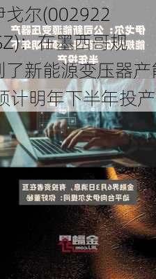 伊戈尔(002922.SZ)：在墨西哥规划了新能源变压器产能 预计明年下半年投产