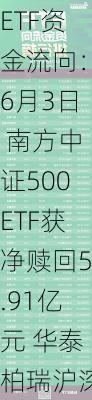 ETF资金流向：6月3日 南方中证500ETF获净赎回5.91亿元 华泰柏瑞沪深300ETF获净赎回3.87亿元（附图）