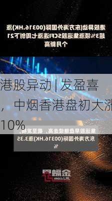 港股异动 | 发盈喜，中烟香港盘初大涨超10%