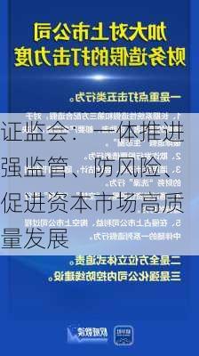 证监会：一体推进强监管、防风险、促进资本市场高质量发展